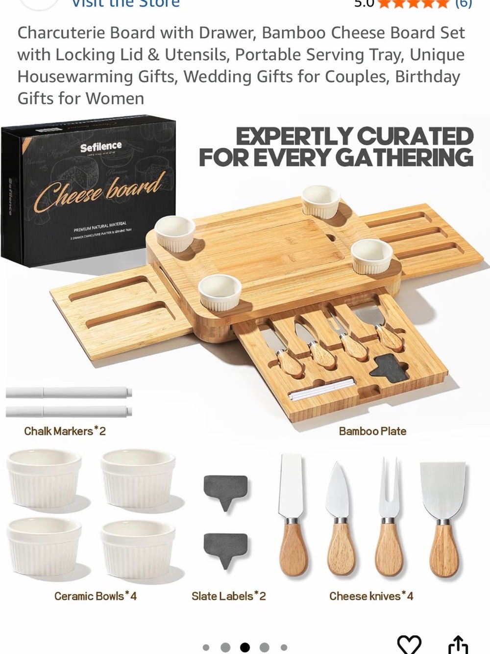 Bamboo Charcuterie & Cheese Board Set with Utensils